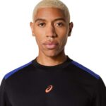Asics Padel Court SS Top Black Cobalt Blue T-shirt - Image 3
